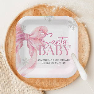 Santa Baby Christmas Baby Shower Paper Plate