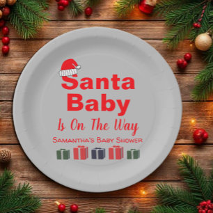 Santa Baby Christmas Baby Shower Paper Plate