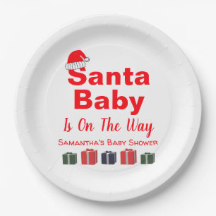 Santa Baby Christmas Baby Shower Paper Plate