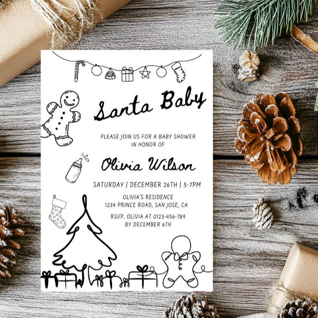 Santa Baby Christmas Baby Shower Party Invitation (Creator Uploaded)