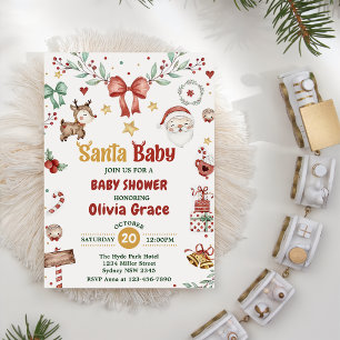 Santa Baby Christmas Baby Shower Party Invitation