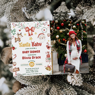 Santa Baby Christmas Baby Shower Party Photo  Invitation