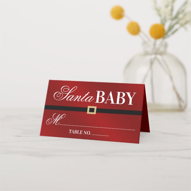 Santa Baby | Christmas Baby Shower Place Card (Front)