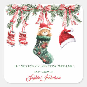 Santa Baby Christmas Baby Shower Square Sticker