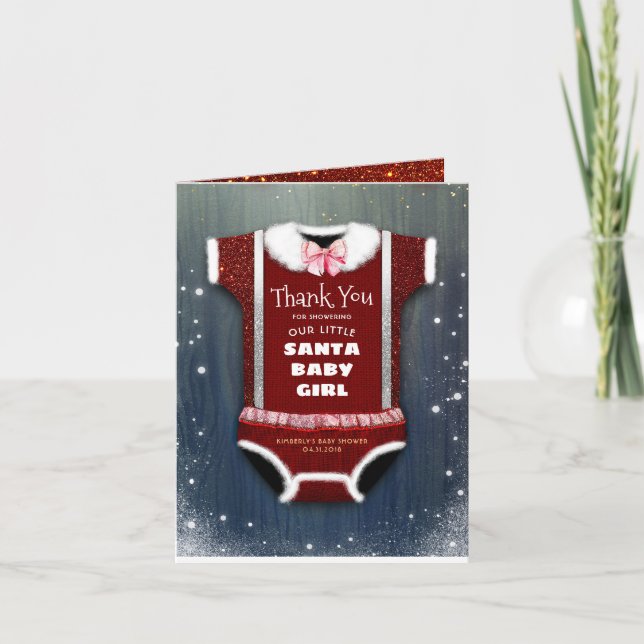 Santa Baby Christmas Baby Shower Thank You Card (Front)