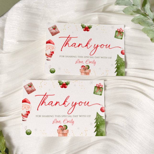 Santa Baby Christmas Baby Shower Thank You Card (Creator Uploaded)