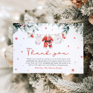 Santa Baby Christmas Baby Shower Thank You Card