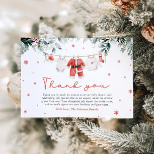 Santa Baby Christmas Baby Shower Thank You Card