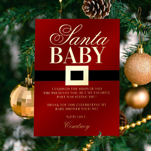 Santa Baby Christmas Baby Shower Thank You Real