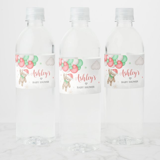 Santa Baby Christmas Baby Shower  Water Bottle Label (Bottles)
