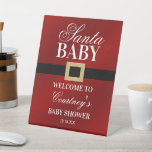 Santa Baby | Christmas Baby Shower Welcome Pedestal Sign<br><div class="desc">Celebrate in style with this trendy baby shower welcome sign. The design is easy to personalise with your own wording and your family and friends will be thrilled when they see this fabulous party sign. Matching party items can be found in the collection.</div>