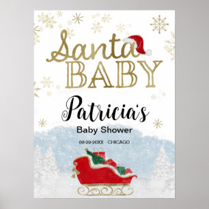 Santa Baby Christmas Baby Shower Welcome Sign