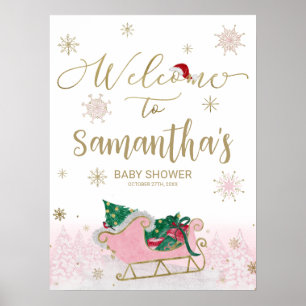 Santa Baby Christmas Baby Shower Welcome Sign