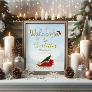 Santa Baby Christmas Baby Shower Welcome Sign 