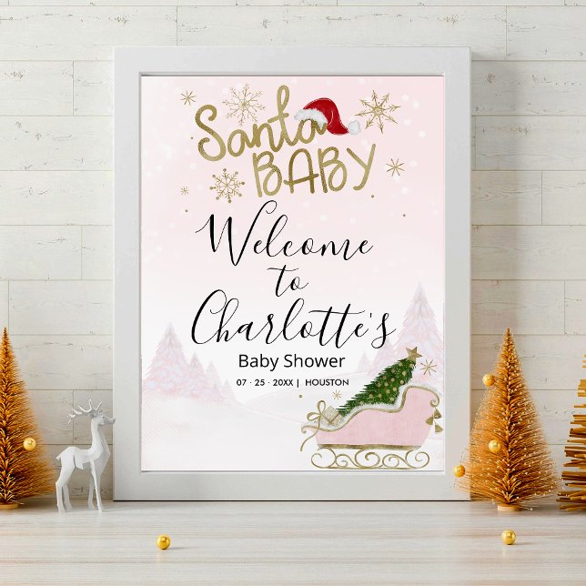 Santa Baby Christmas Baby Shower Welcome Sign (Creator Uploaded)