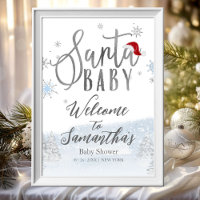 Santa Baby Christmas Baby Shower Welcome Sign
