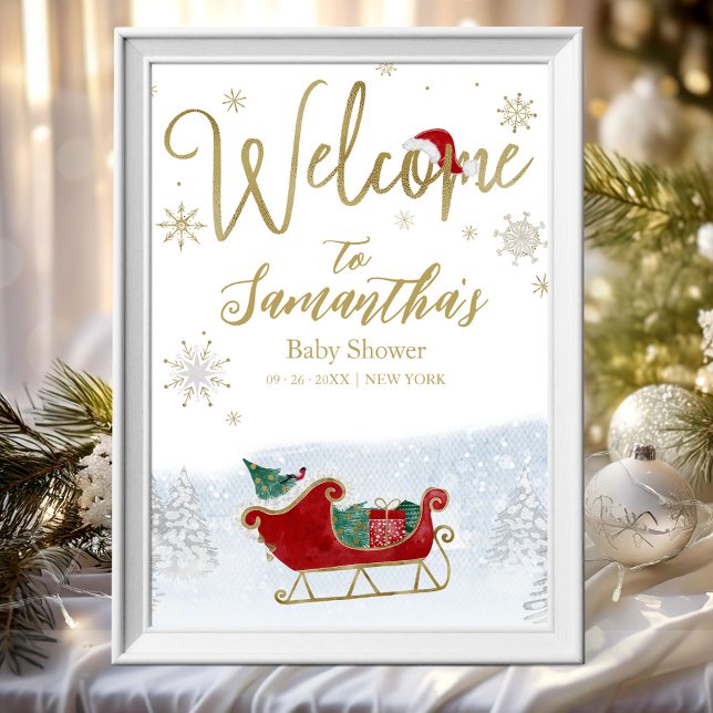 Santa Baby Christmas Baby Shower Welcome Sign (Creator Uploaded)
