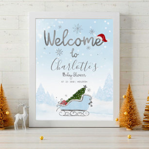 Santa Baby Christmas Baby Shower Welcome Sign 