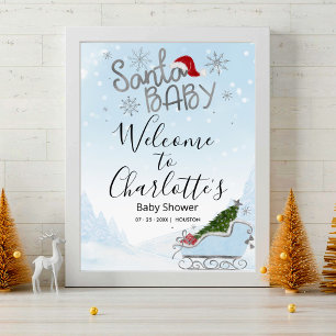 Santa Baby Christmas Baby Shower Welcome Sign