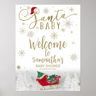 Santa Baby Christmas Baby Shower Welcome Sign