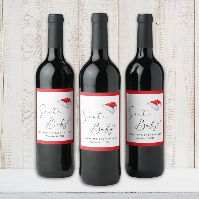 Santa Baby Christmas Baby Shower Wine Label (Creator Uploaded)