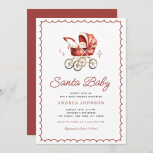 Santa Baby Christmas Bow Carrier Baby Shower Invitation