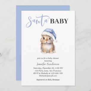Santa Baby Christmas Boy Baby Shower  Invitation