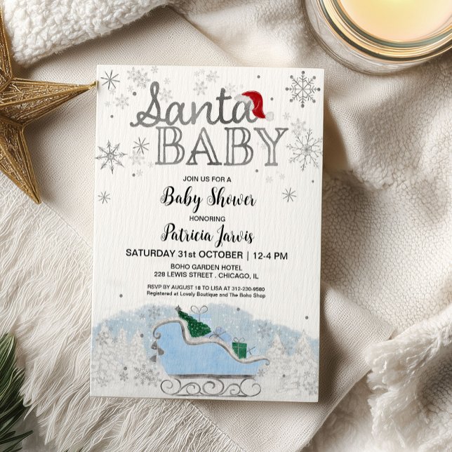 Santa Baby Christmas Boy Baby Shower Invitation (Creator Uploaded)