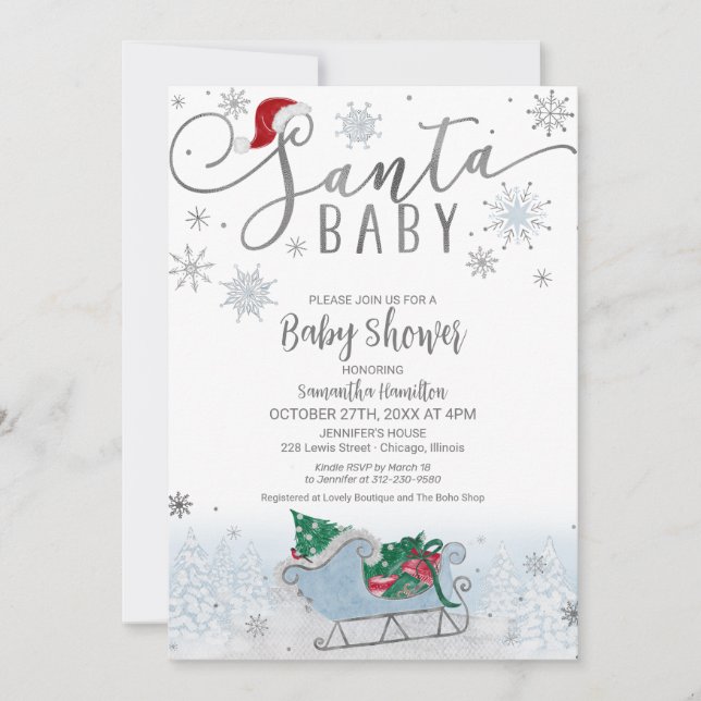 Santa Baby Christmas Boy Baby Shower Invitation (Front)