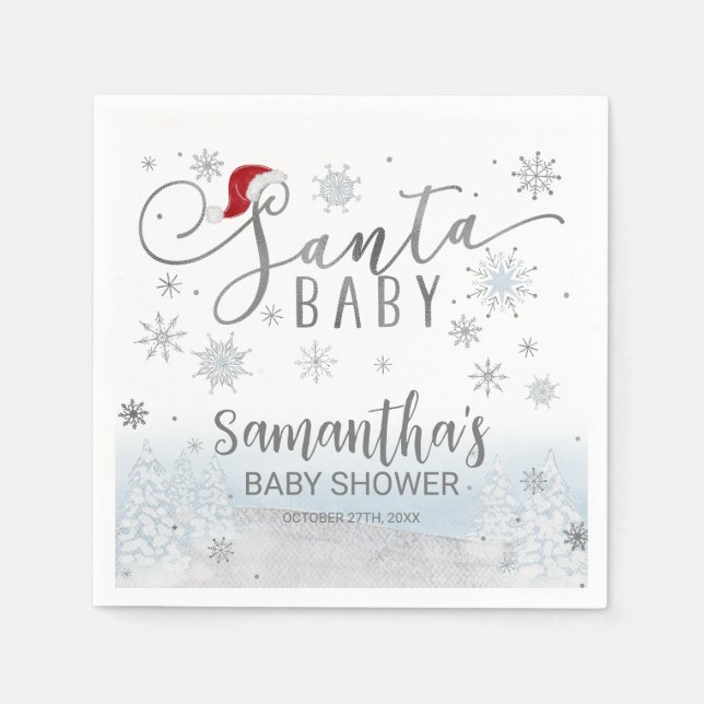 Santa Baby Christmas Boy Baby Shower Napkin (Front)