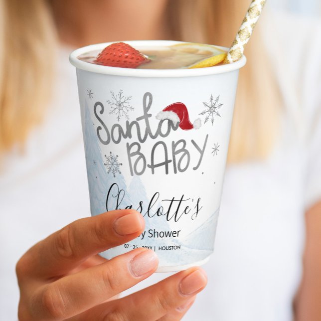Santa Baby Christmas Boy Baby Shower Paper Cups (Creator Uploaded)