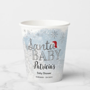 Santa Baby Christmas Boy Baby Shower Paper Cups