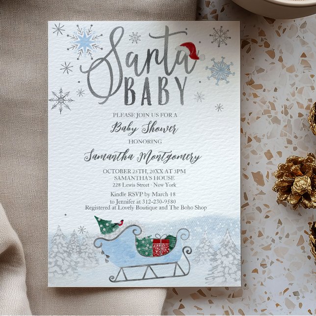 Santa Baby Christmas Budget Baby Shower Invitation (Creator Uploaded)