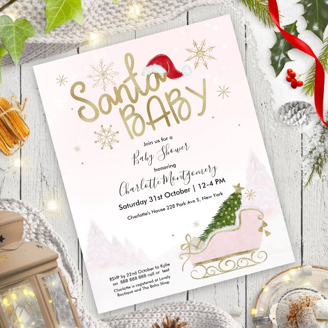 Santa Baby Christmas Budget Baby Shower Invitation (Creator Uploaded)