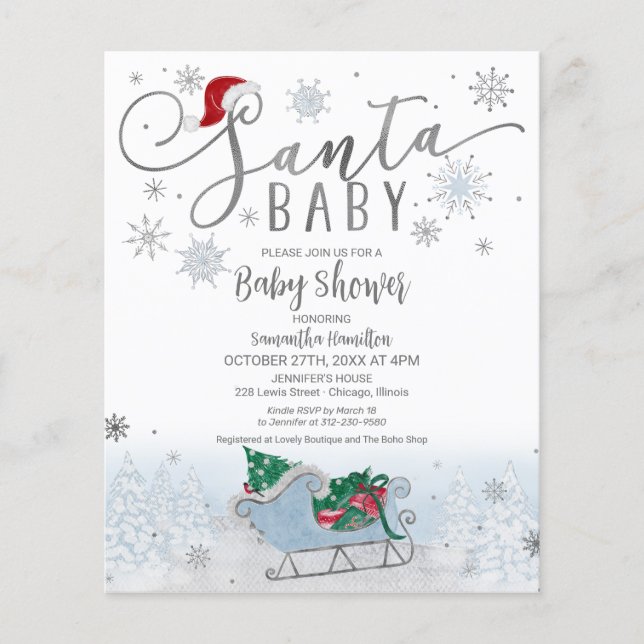 Santa Baby Christmas Budget Baby Shower Invitation (Front)