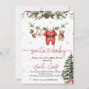 santa baby christmas clothesline baby shower invitation