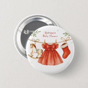 Santa Baby Christmas Clothesline Girl Baby Shower 6 Cm Round Badge