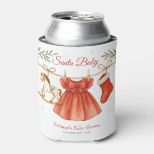 Santa Baby Christmas Clothesline Girl Baby Shower  Can Cooler