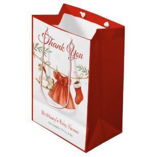 Santa Baby Christmas Clothesline Girl Baby Shower Medium Gift Bag