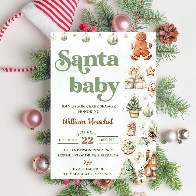 Santa Baby Christmas Cookies Baby Shower Party Invitation (Creator Uploaded)