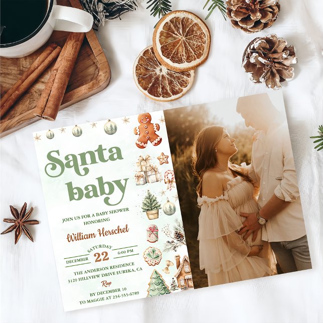Santa Baby Christmas Cookies Baby Shower Photo Invitation (Creator Uploaded)