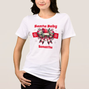 Santa Baby Christmas Coquette Bow Tri-Blend Shirt