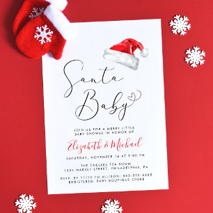 Santa Baby Christmas Couples Baby Shower Invitation