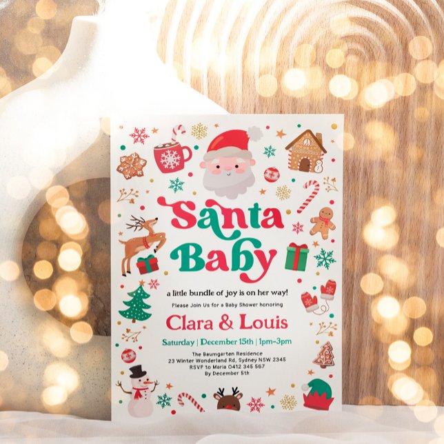 Santa Baby Christmas Gender Neutral Baby Shower Invitation (Creator Uploaded)