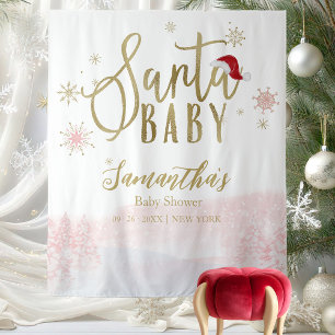 Santa Baby Christmas Girl Baby Shower Backdrop Tapestry