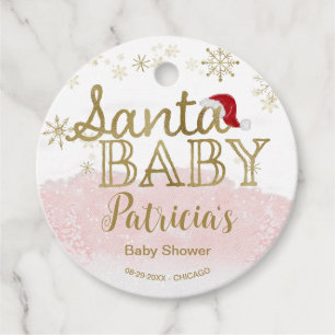 Santa Baby Christmas Girl Baby Shower Favour Tags
