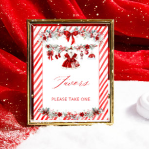Santa Baby Christmas Girl Baby Shower Favours Poster