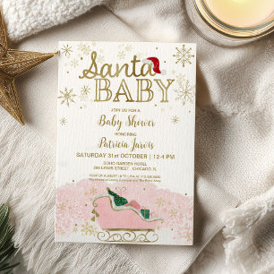 Santa Baby Christmas Girl Baby Shower Invitation