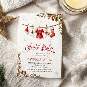Santa Baby Christmas Girl Baby Shower Invitation