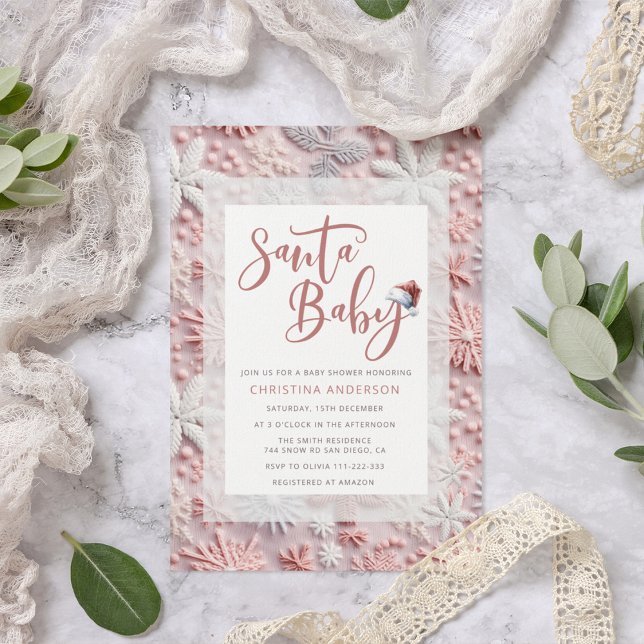 Santa Baby Christmas Girl Baby Shower Invitation (Creator Uploaded)